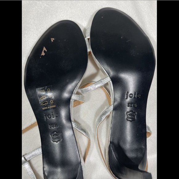 NWD $278 Joie Madi Metallic‎ Silver Leather Slingback Sandals [ SZ 38.5 ] #JR - Picture 7 of 12